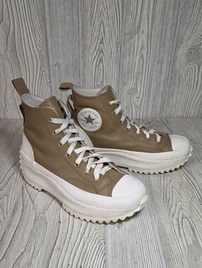 Converse Run Star Hike Brown Leather Chunky Platform Sneakers Womens 7 Mens 5.5